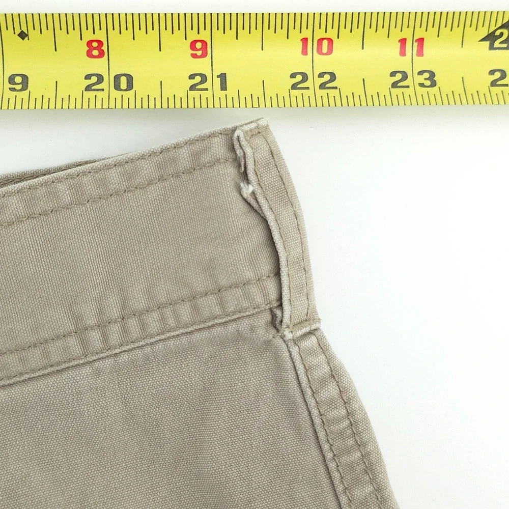 Cabelas Mens Cargo Shorts 44 Khaki Tan Pleated Cotton Canvas Rugged Hiking